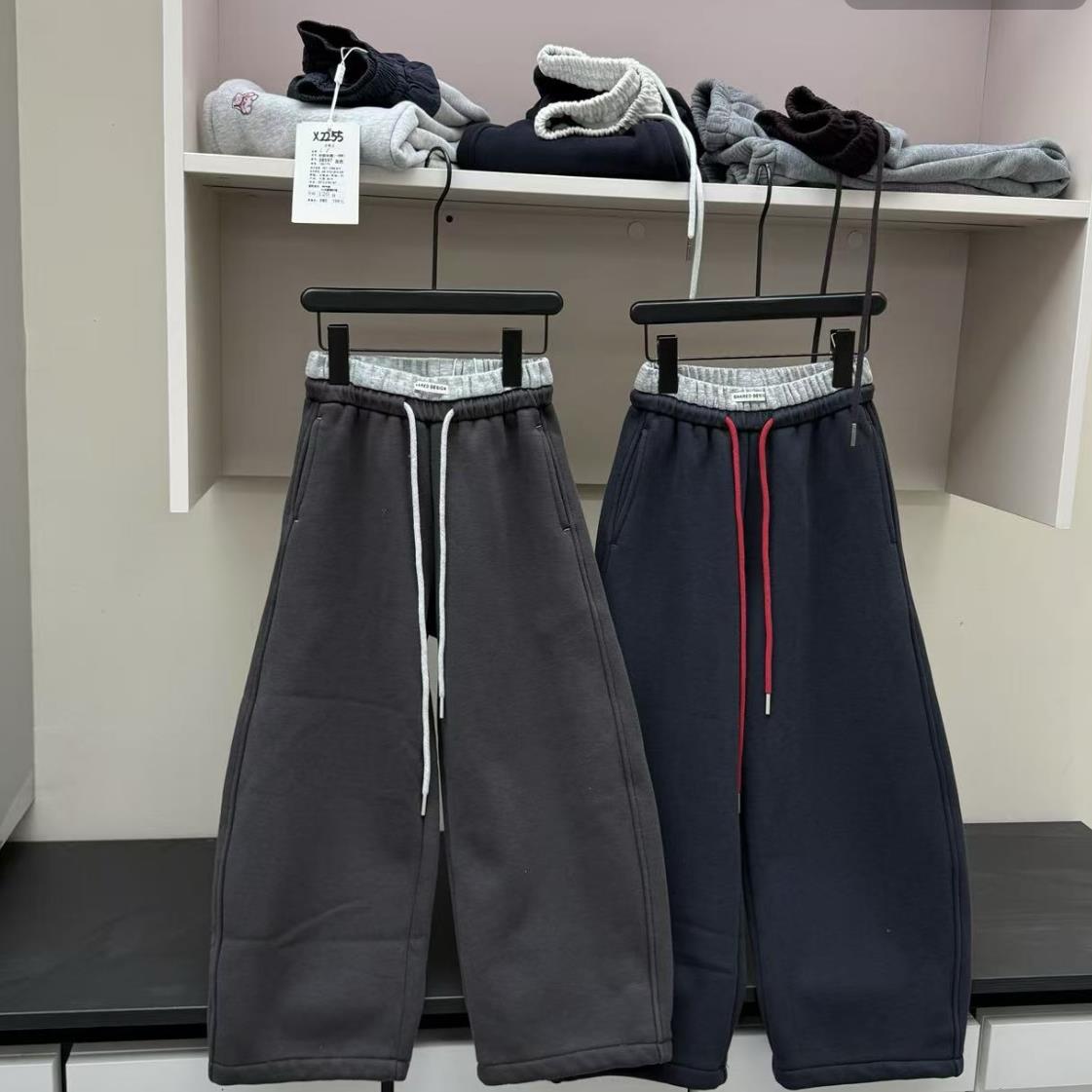 【2025秋冬韩款】儿童卫裤加绒腰头拼接弯刀卫裤X1654