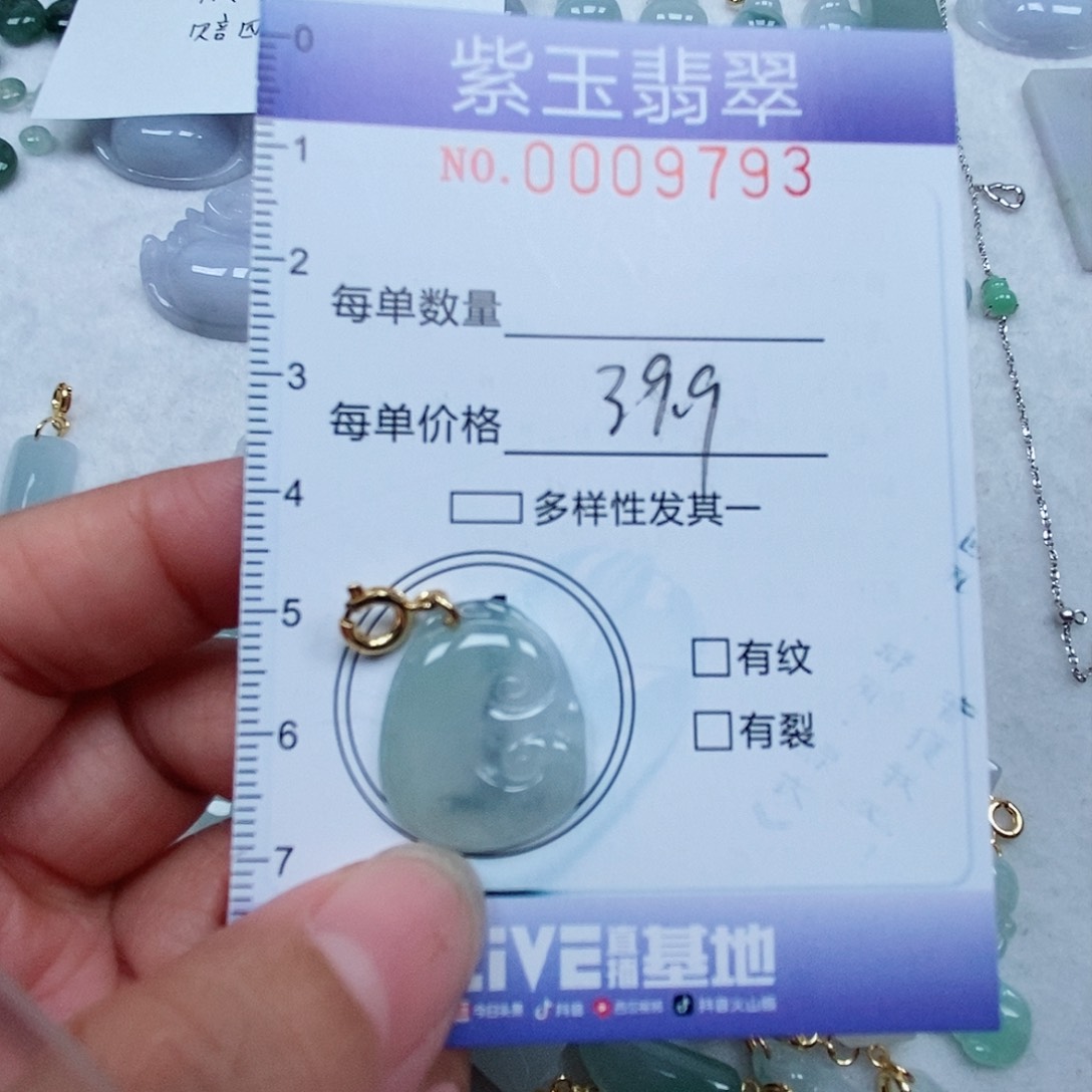 翡翠未镶嵌颈饰冰透如意