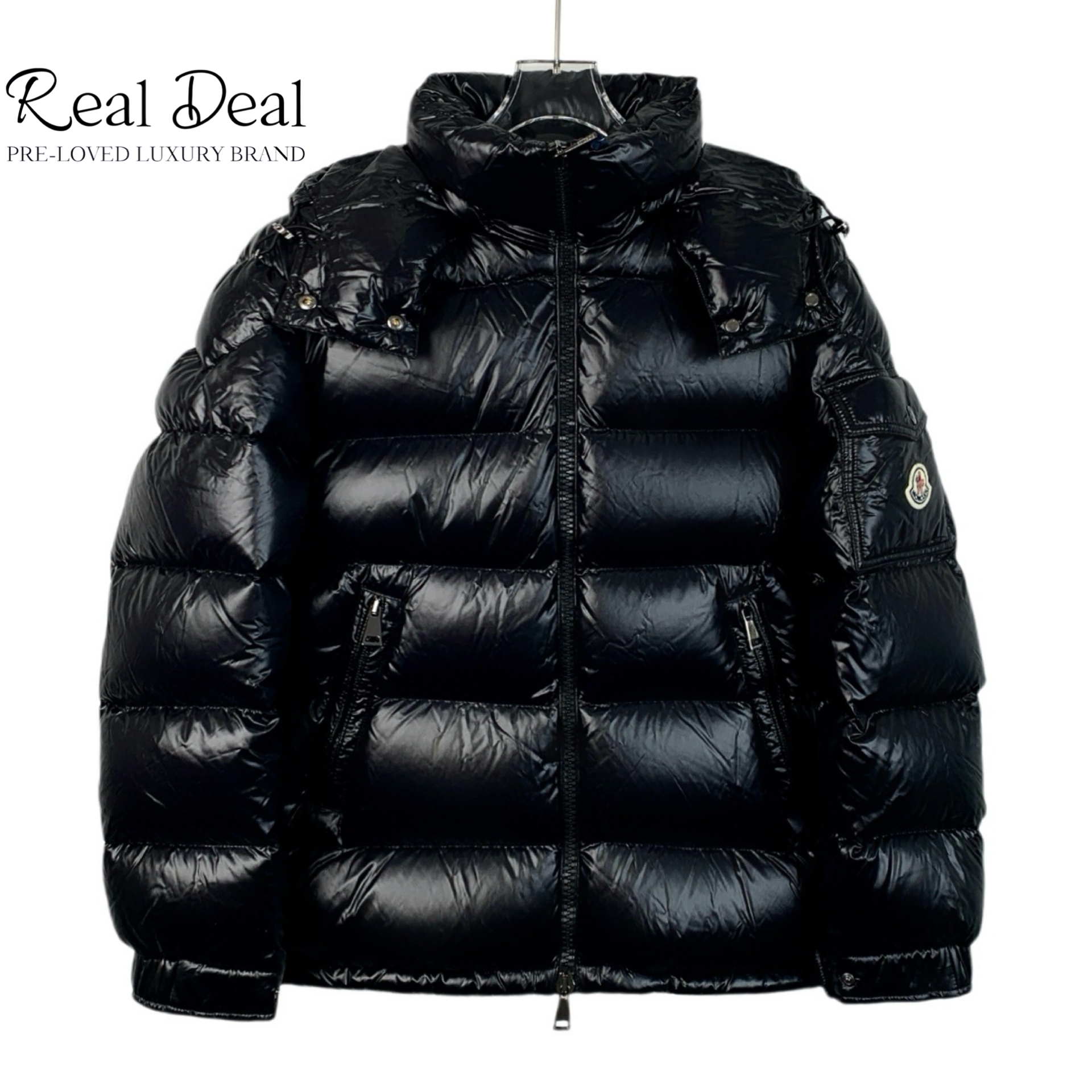 99新 MONCLER J13566 徽标贴饰绗缝羽绒服 M