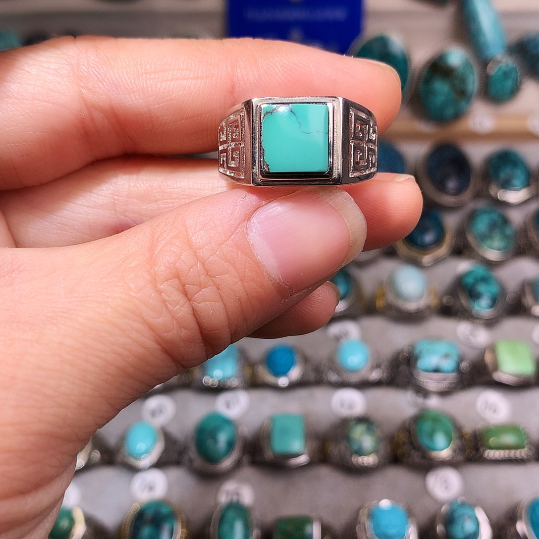 绿松石挂件银S925镶嵌