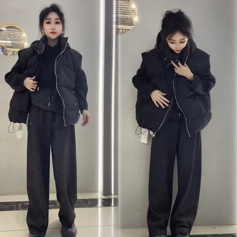 2025秋冬新款时尚显瘦气质网红高档套装女高级百搭宽松大码三件套