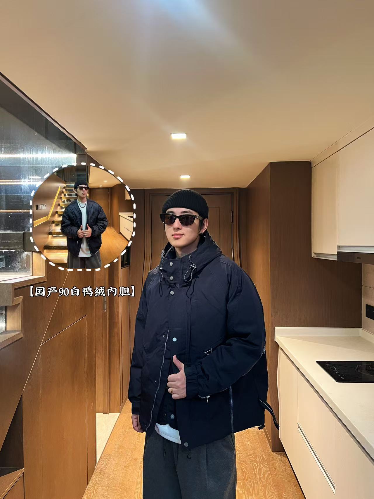 胡先生25ss秋冬日系极简三合一户外硬壳冲锋连帽羽绒服PK9009