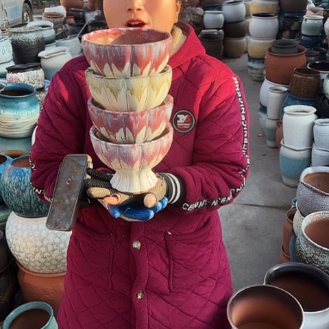 口16高12瑕疵盆子。 