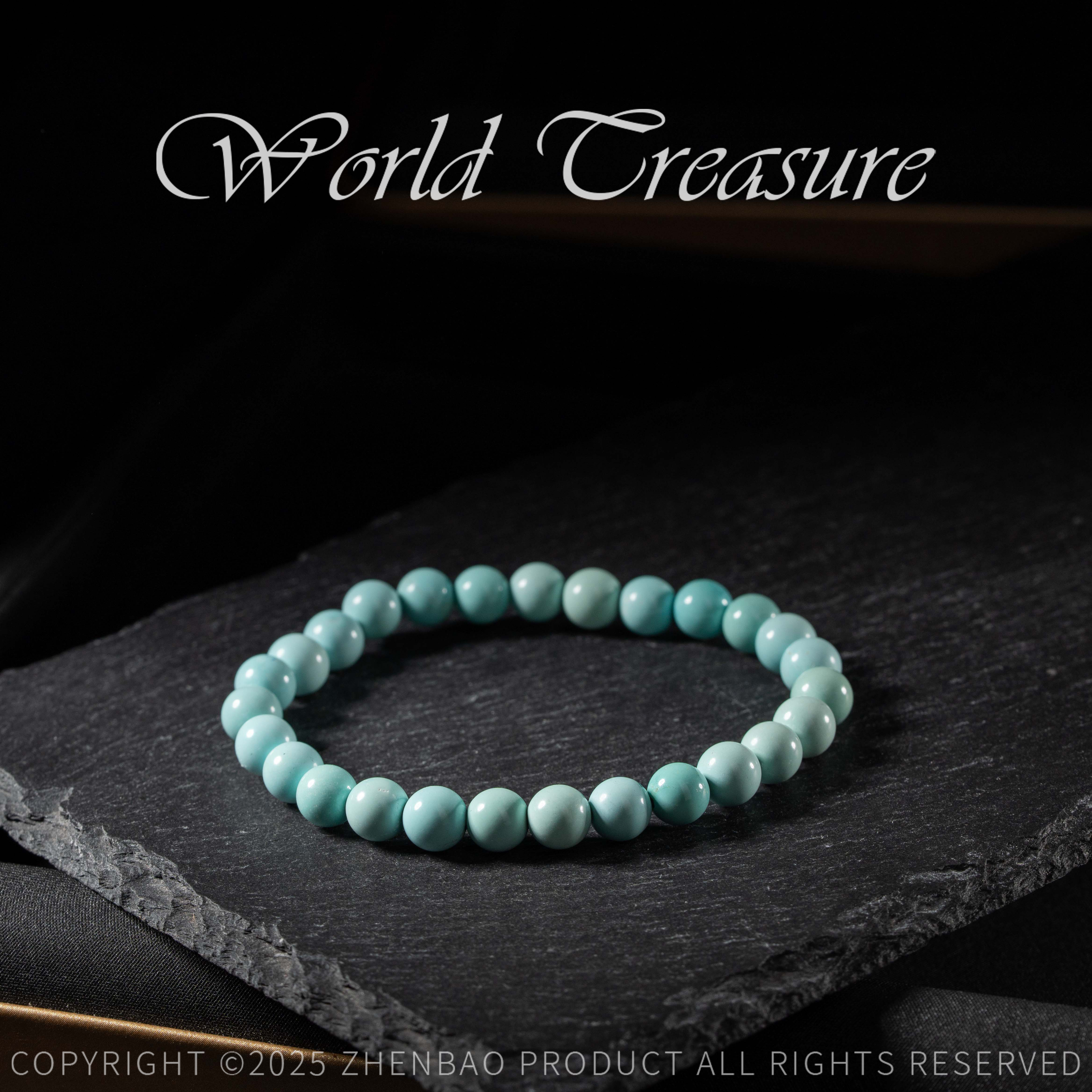 【韵洁珠宝】绿松石圆珠手串6mm+/Z2213/多样性发一件