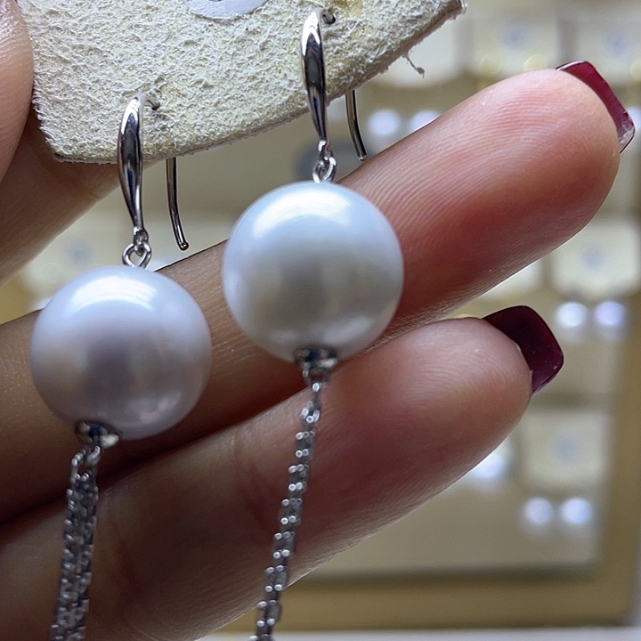 淡水珍珠耳饰银S925镶嵌