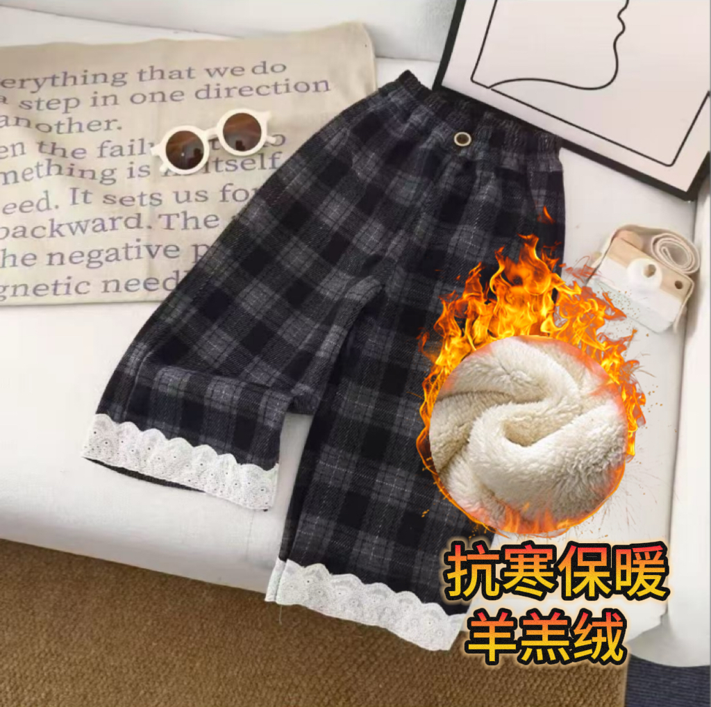 女春秋休闲少女风长裤加绒宝宝休闲裤加厚洋气女童冬装