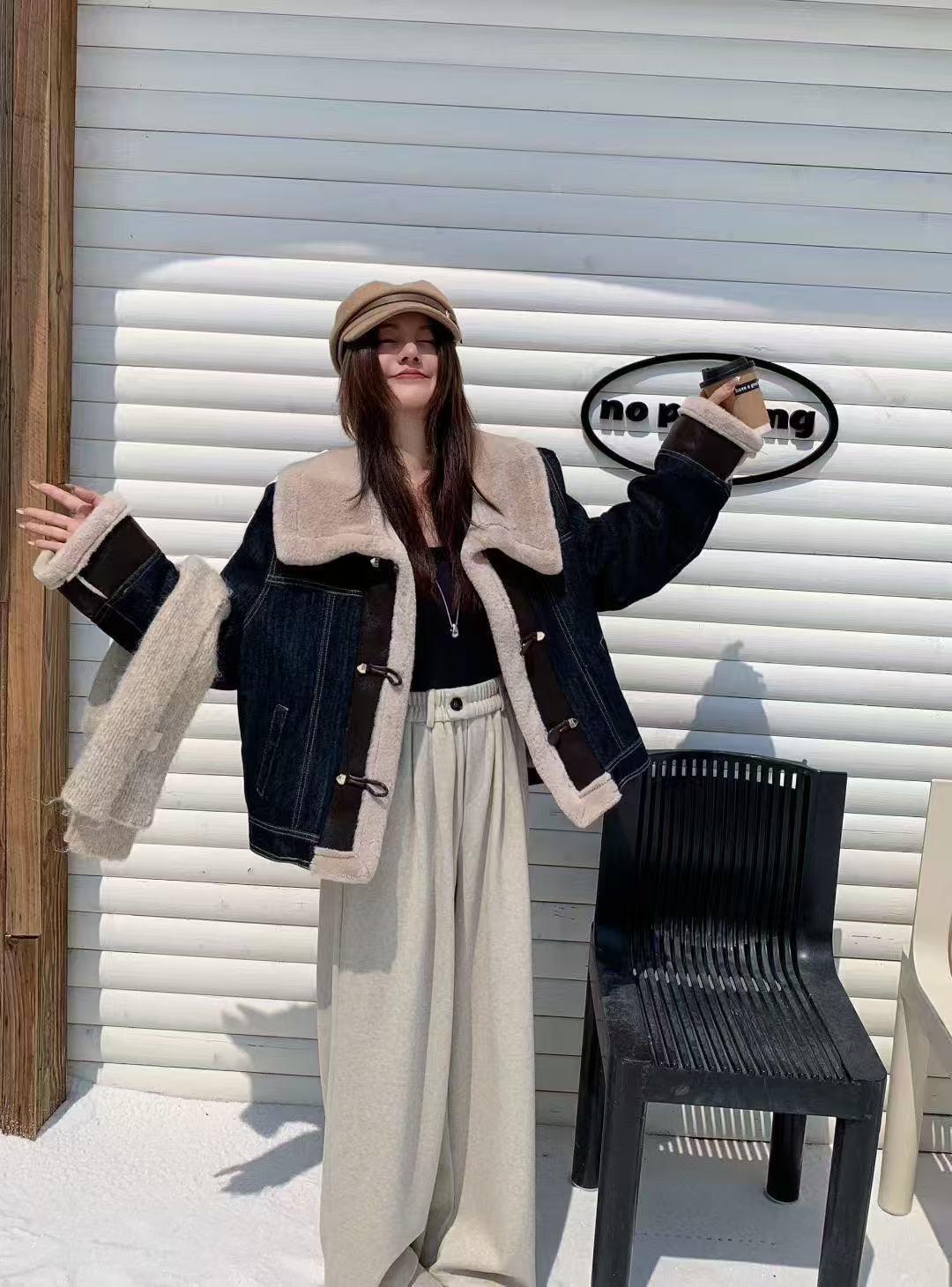 C108网红气质时尚休闲宽松加绒加厚牛仔外套女韩版显瘦冬季新款潮