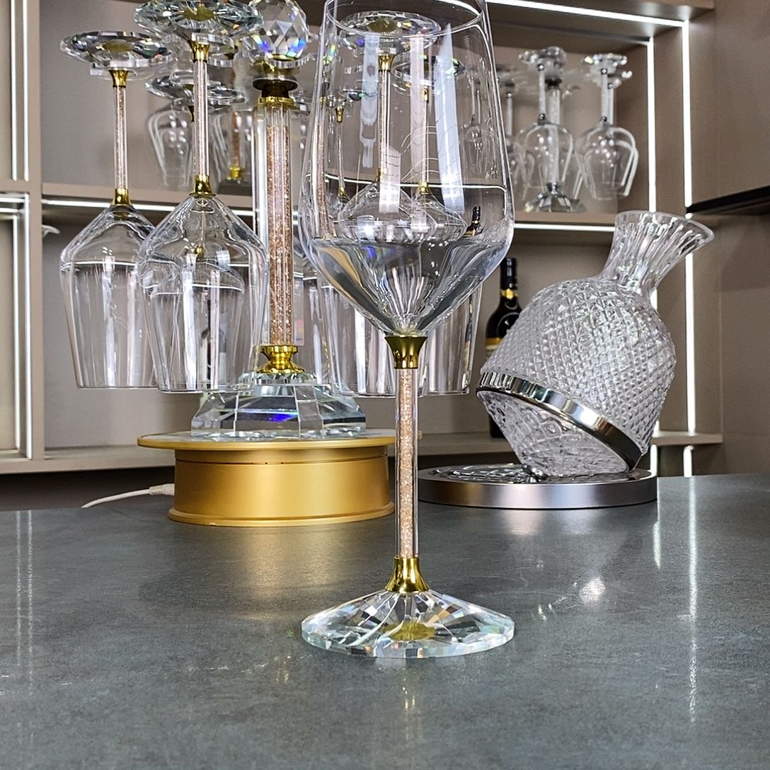 手柄款水晶玻璃金钻420红酒杯2支