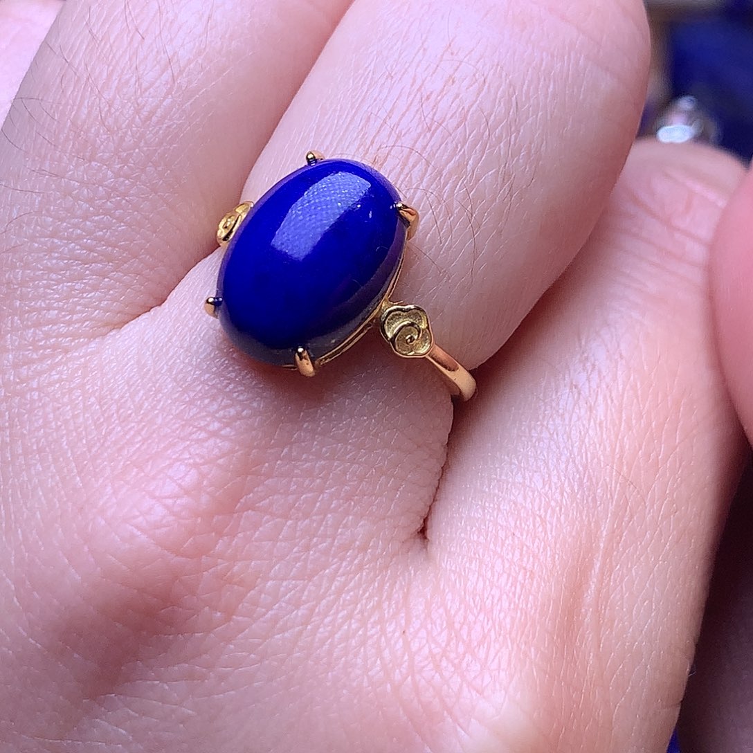 青金石银S925镶嵌戒指13.8m