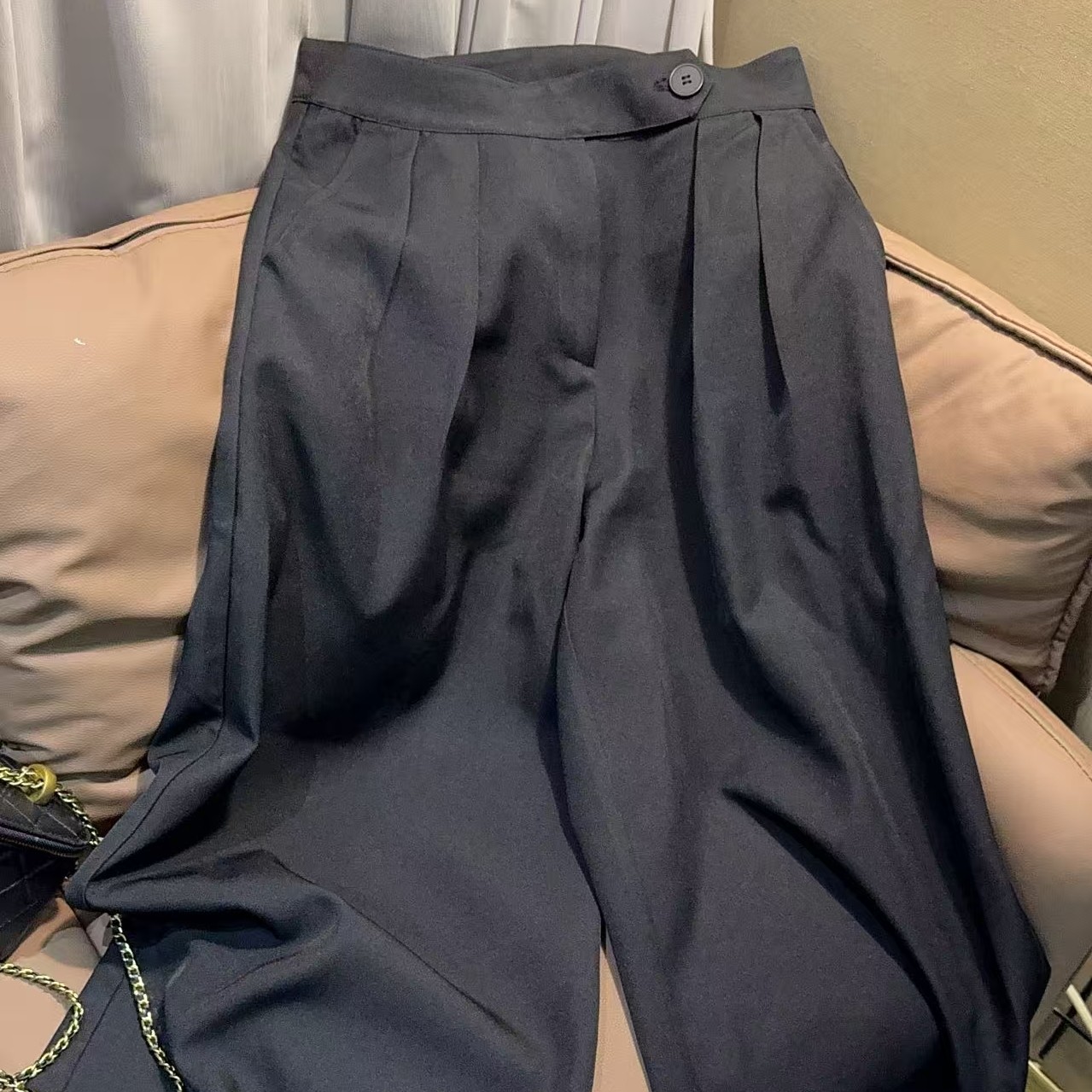 1332欧货2025秋季高腰显瘦直筒拖地裤宽松休闲女阔腿裤