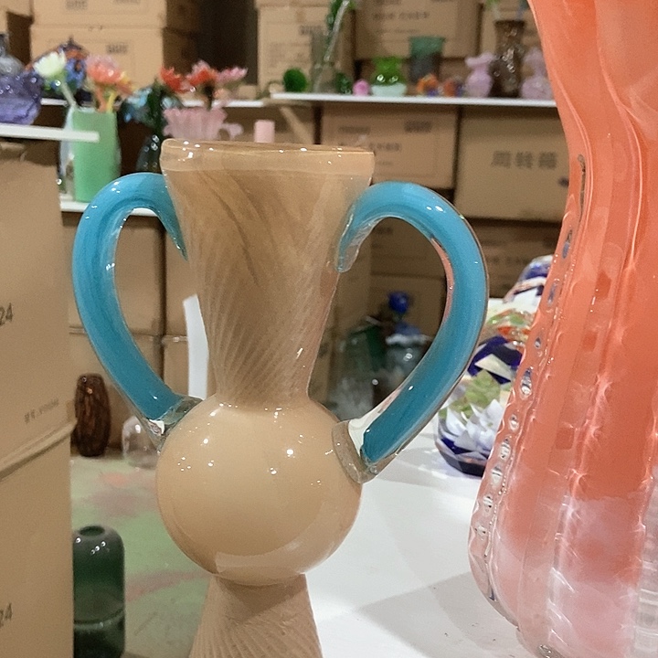 琉璃琉璃花瓶高21口5