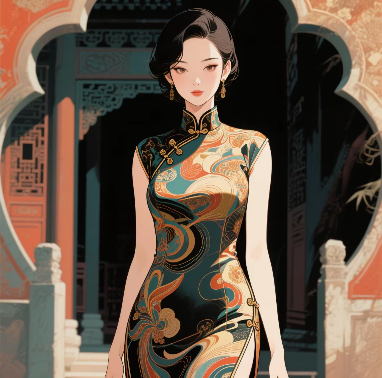 【01-50】XI LAI FANG 撤柜高端真丝香云纱旗袍  备