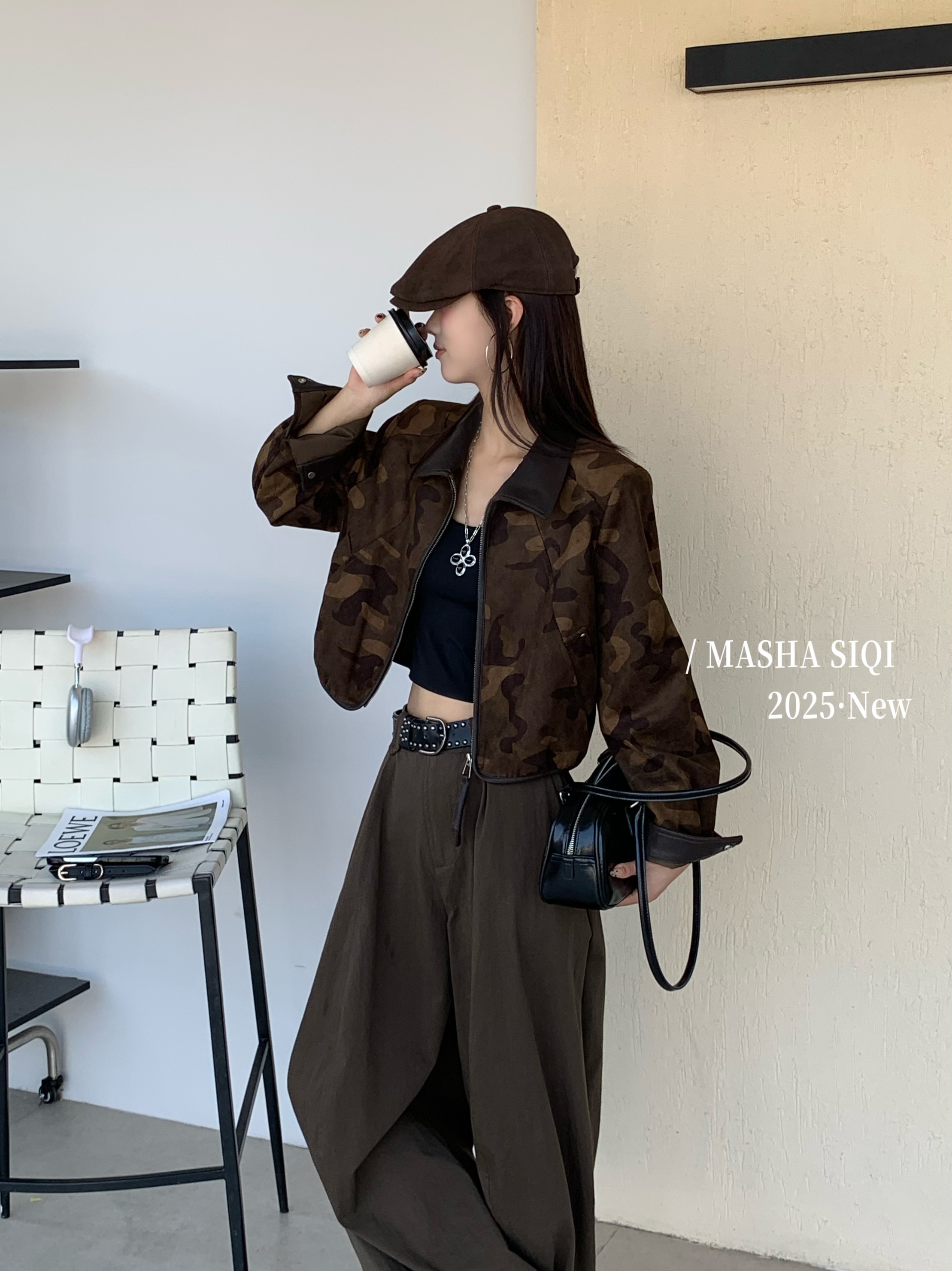 女人阁（外套66085）欧货潮牌拼接休闲个性百搭外套