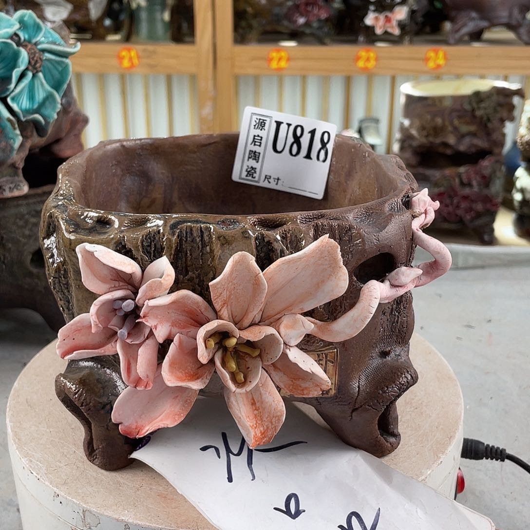 紫砂花盆景德镇陶瓷花盆818