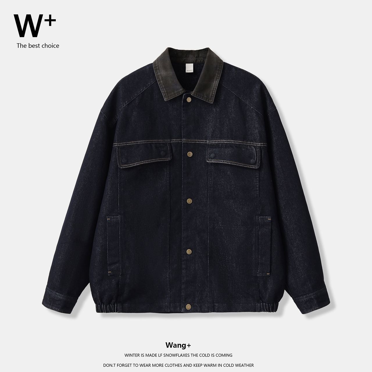 【Wang+】2025秋季新款复古男士牛仔休闲外套百搭宽松日系外套6663