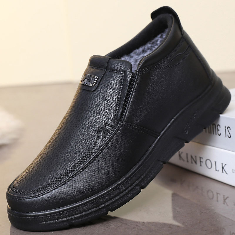 老北京布鞋男鞋冬季加绒老人棉靴防水防滑保暖中老年爸爸棉鞋大码