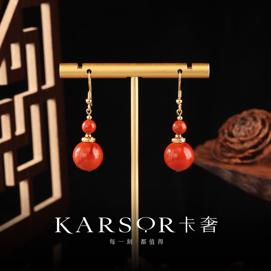 KARSOR/卡奢S925银 南红玛瑙耳饰 ES1527