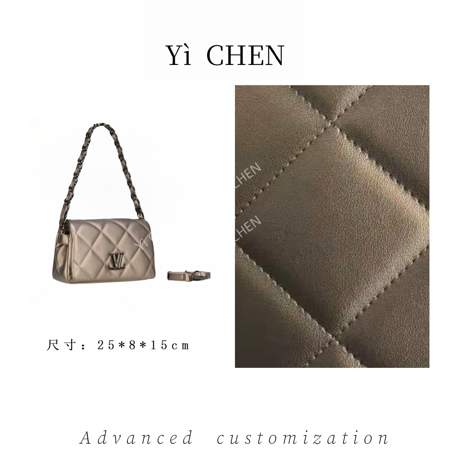 【Yì CHEN】GQ-89503-香槟金 简约时尚女士新款轻奢单肩斜跨包
