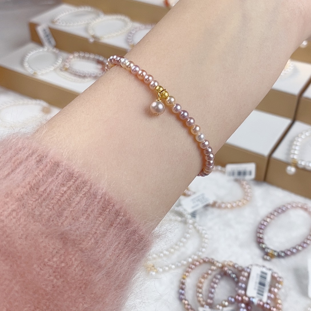 银S925镶嵌手链淡水珍珠