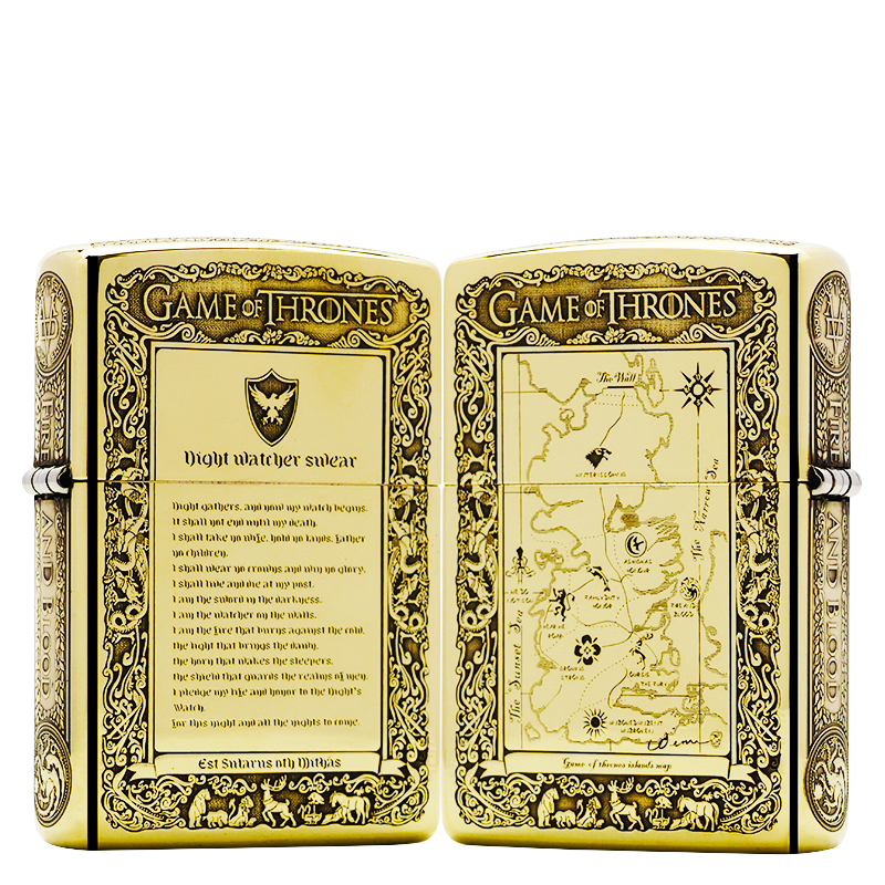 ZIPPO/之宝打火机【冰与火之歌】黄铜常规机五面雕刻原装煤油机DYJ1