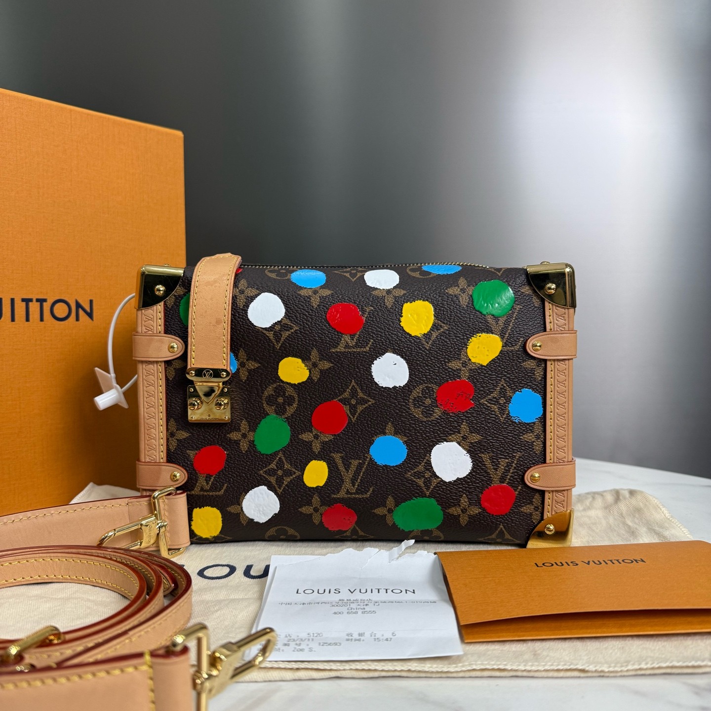 95新 LouisVuitton/路易威登 芯片草间弥生联名款软盒子16553340