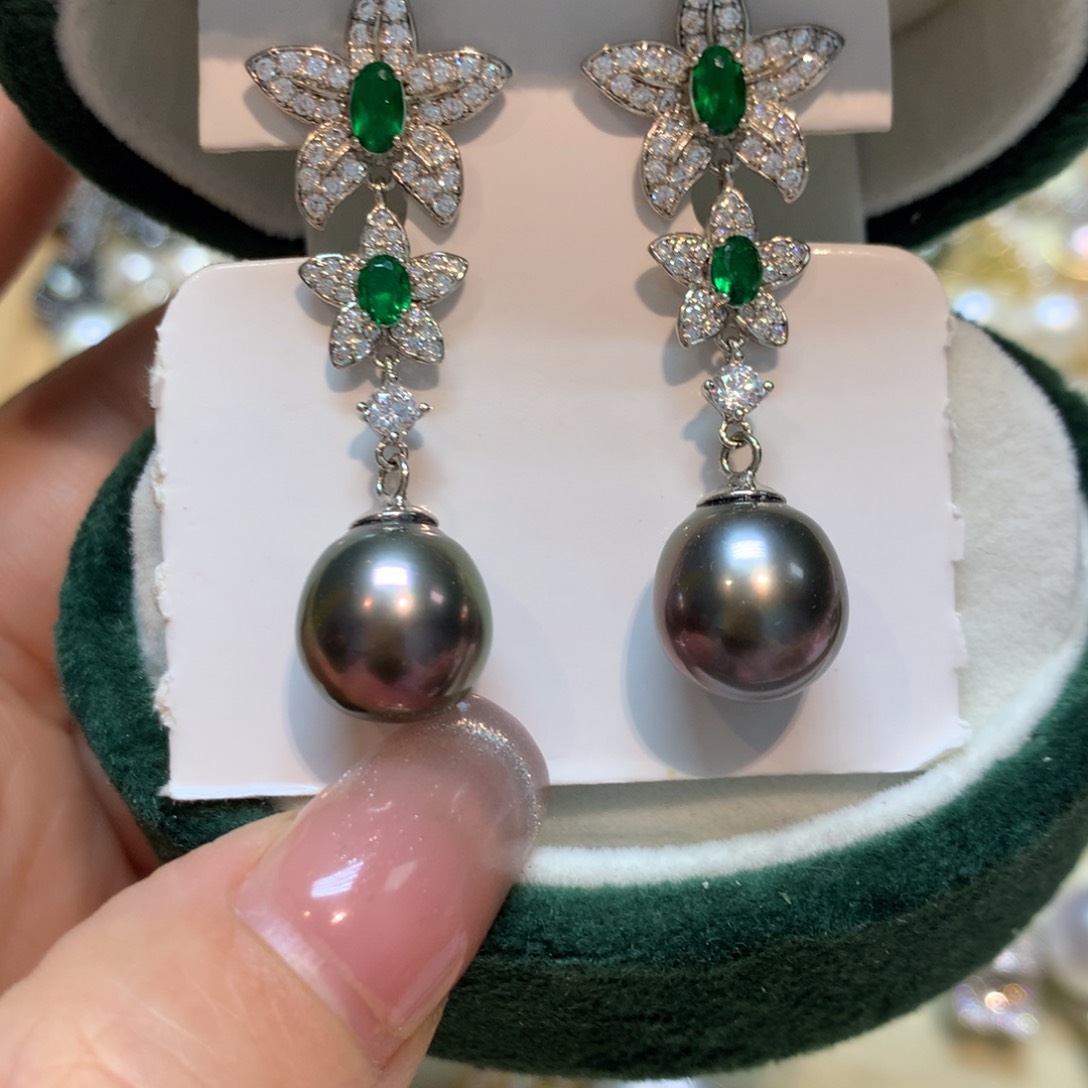 海水珍珠耳饰银S925镶嵌