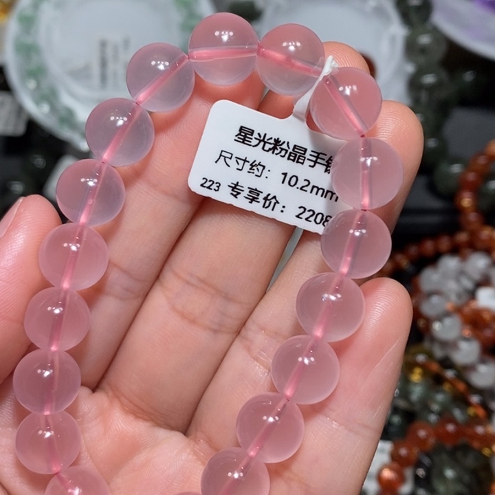 未镶嵌手链水晶粉水晶手链