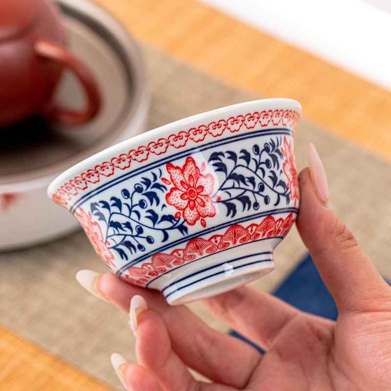 高端茶具缠枝莲压手主人杯A113(k1)