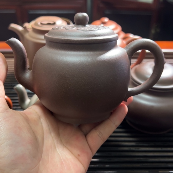 紫砂茶壶楠*宫灯紫泥280cc