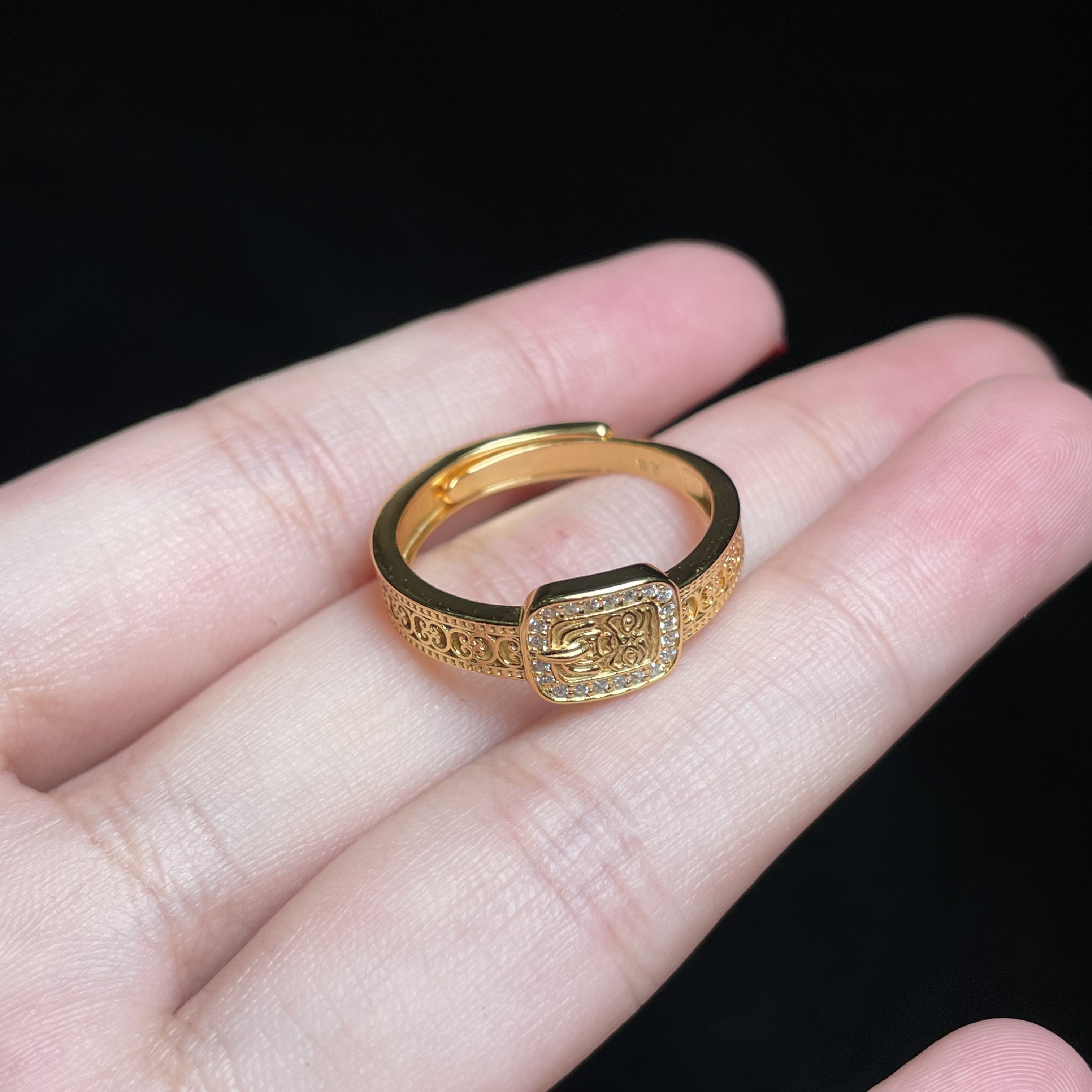 足银银制品 L【玉总珠宝】足银纯银扎基开口戒指圈贵气首饰七夕礼