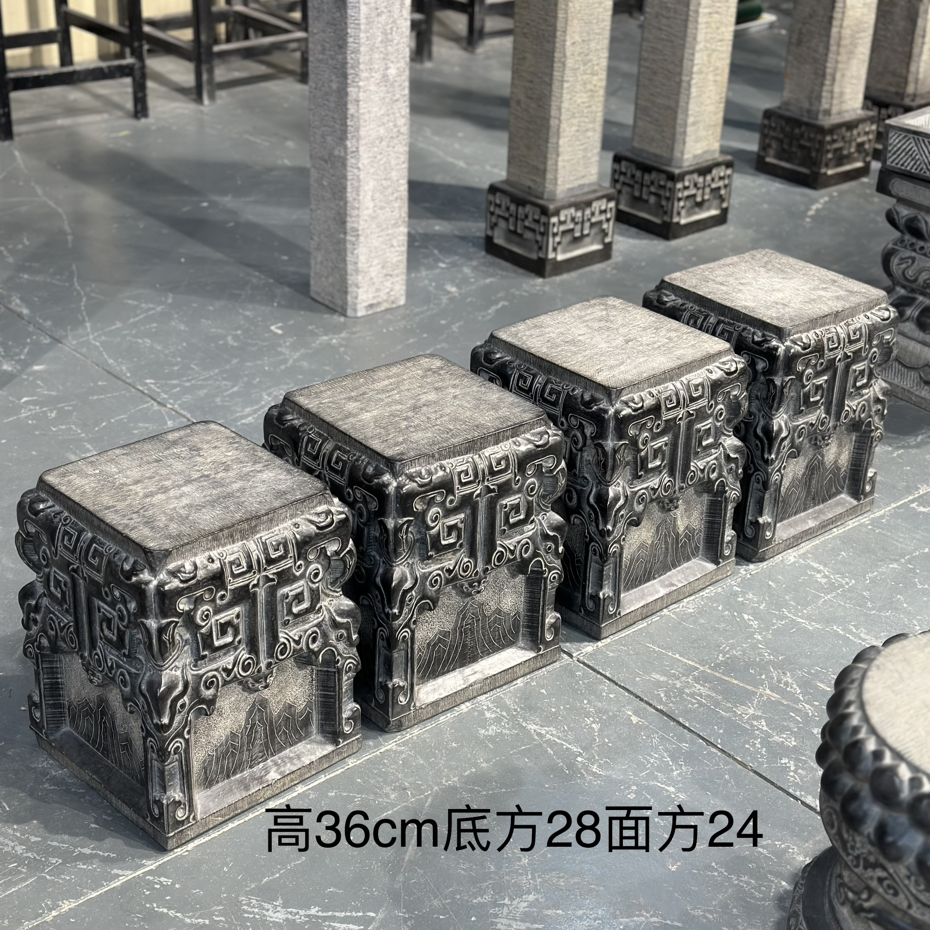 石雕青石整石雕刻仿古精雕石墩柱墩石凳花几底座