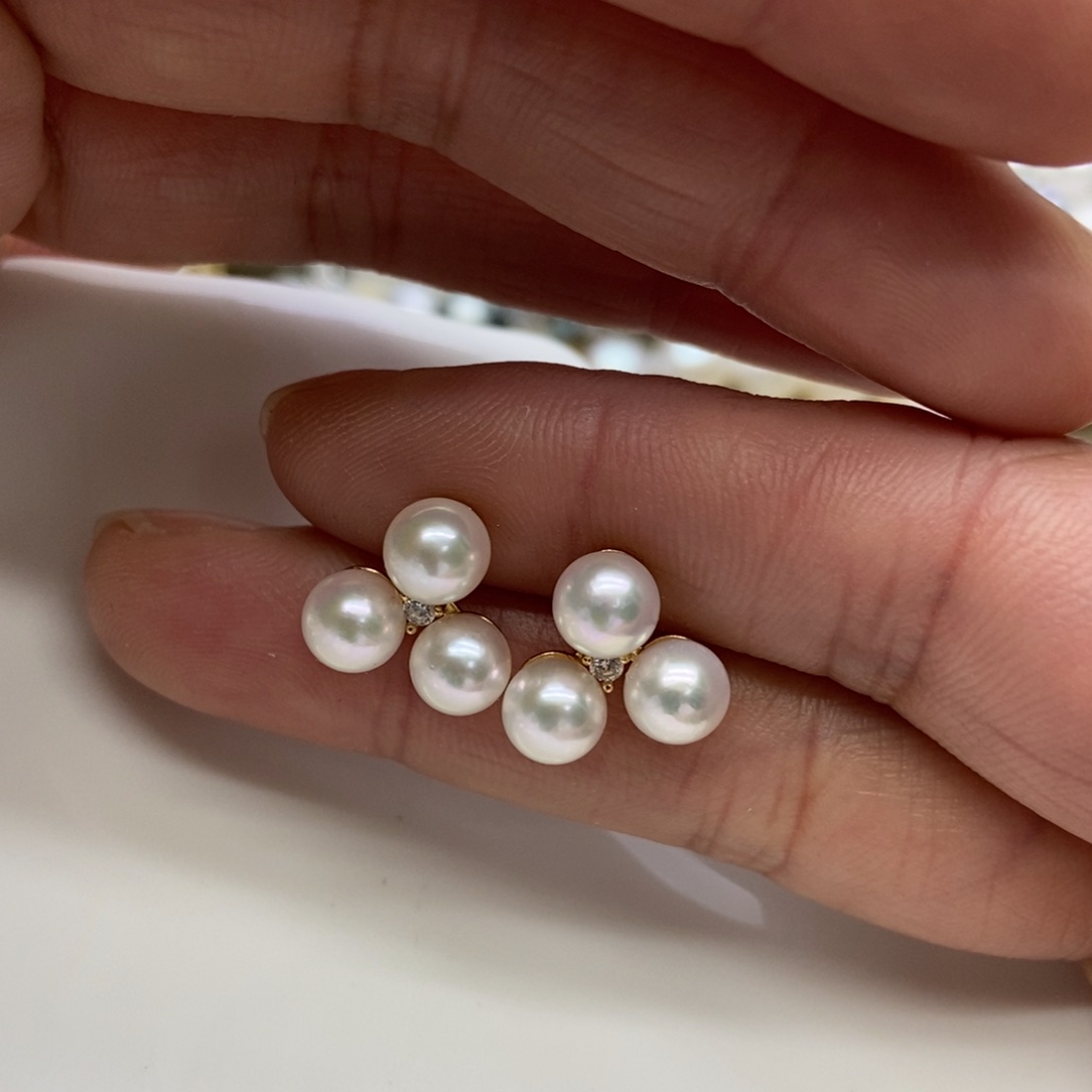 海水珍珠耳饰银S925镶嵌