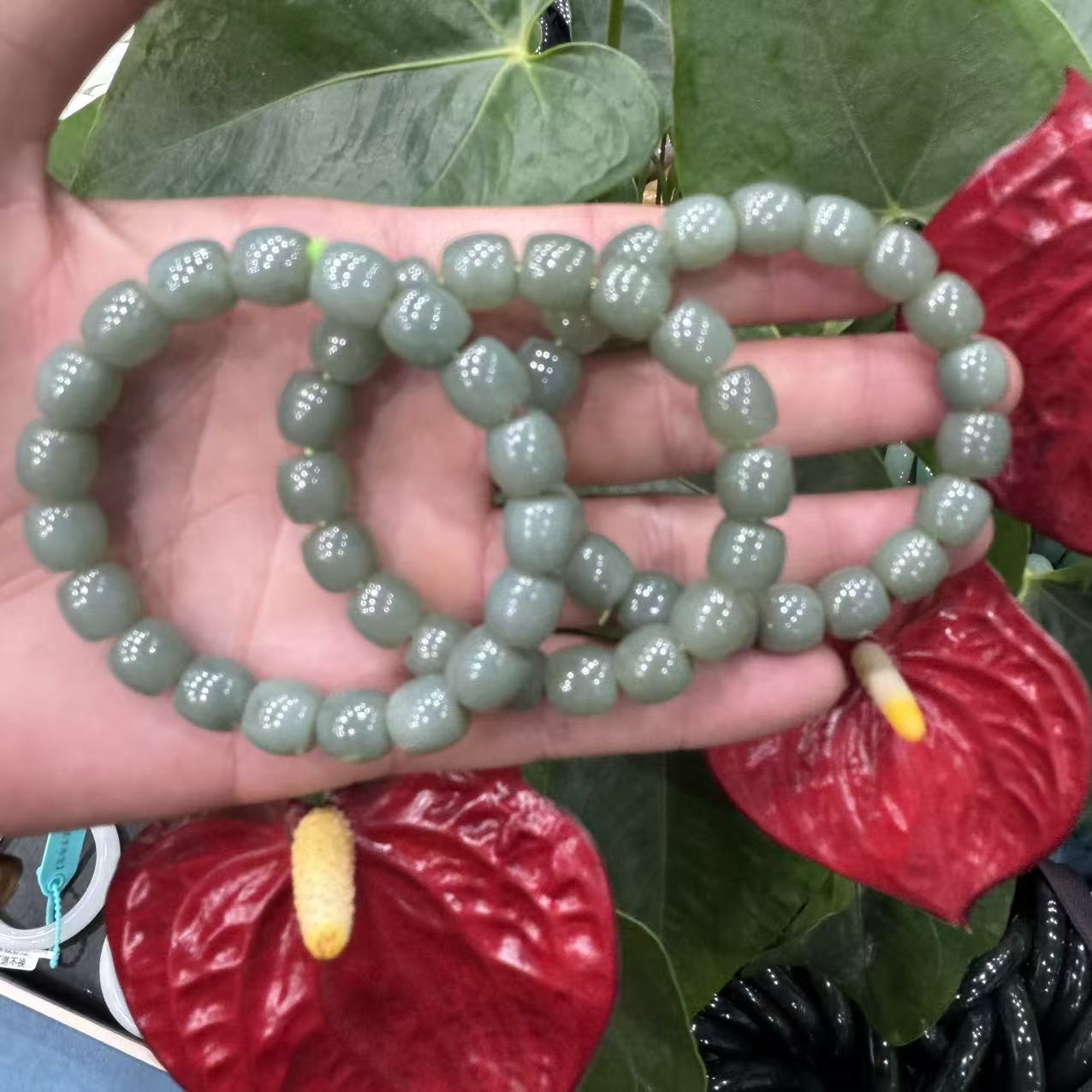 老李严选 和田玉粉青卡10直切手串 拍一发一多样性发其一 D646