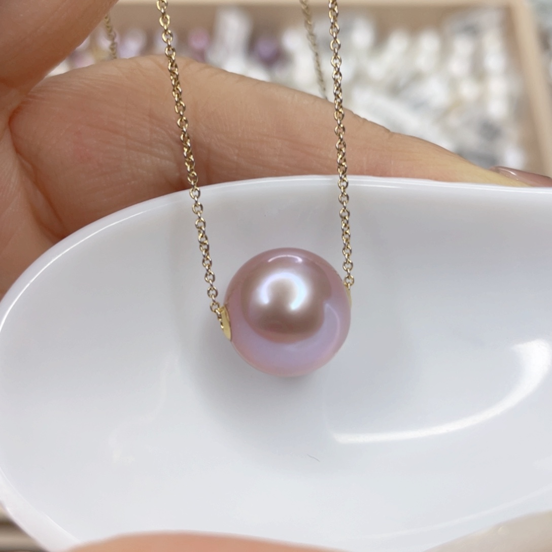 淡水珍珠18K金镶嵌吊坠(赠链)