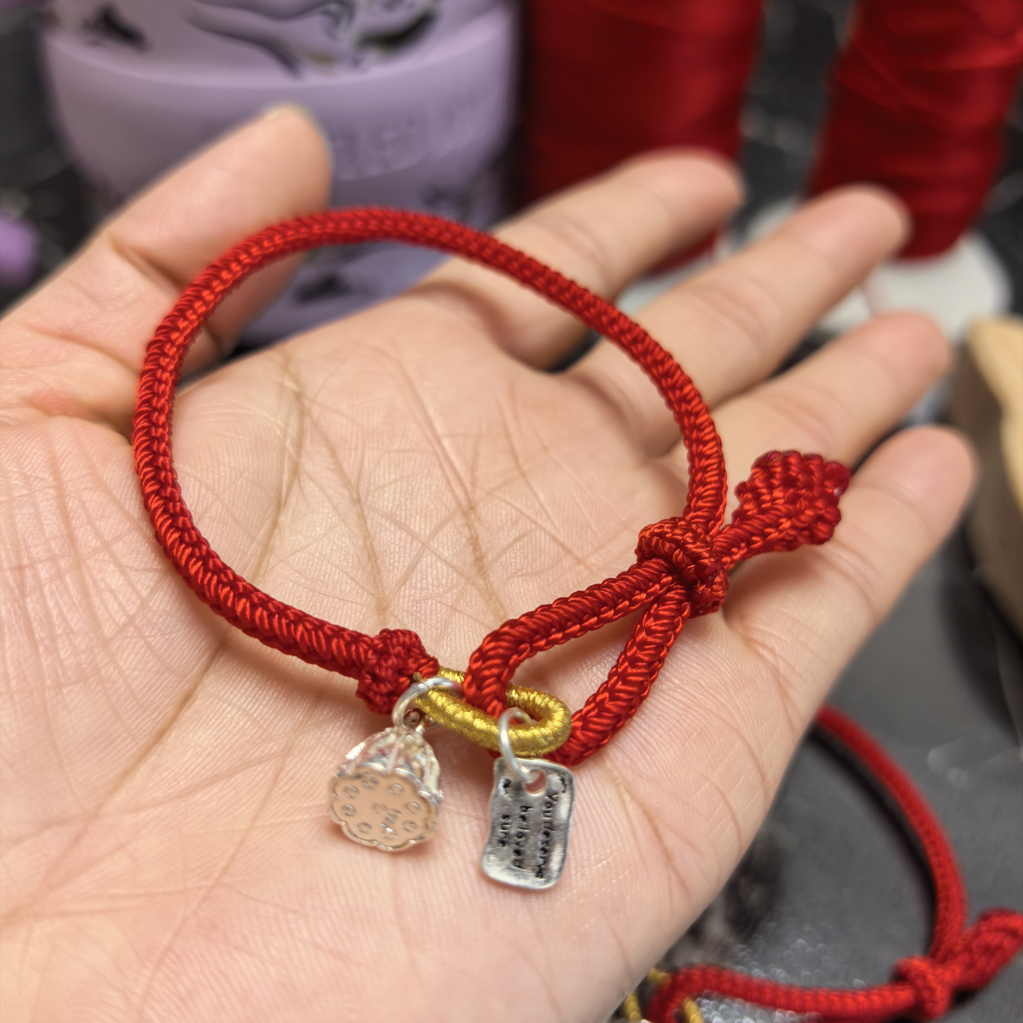 非金属锦纶手链 红绳 女款手绳 编织红色纯手工可调节 新年红绳 