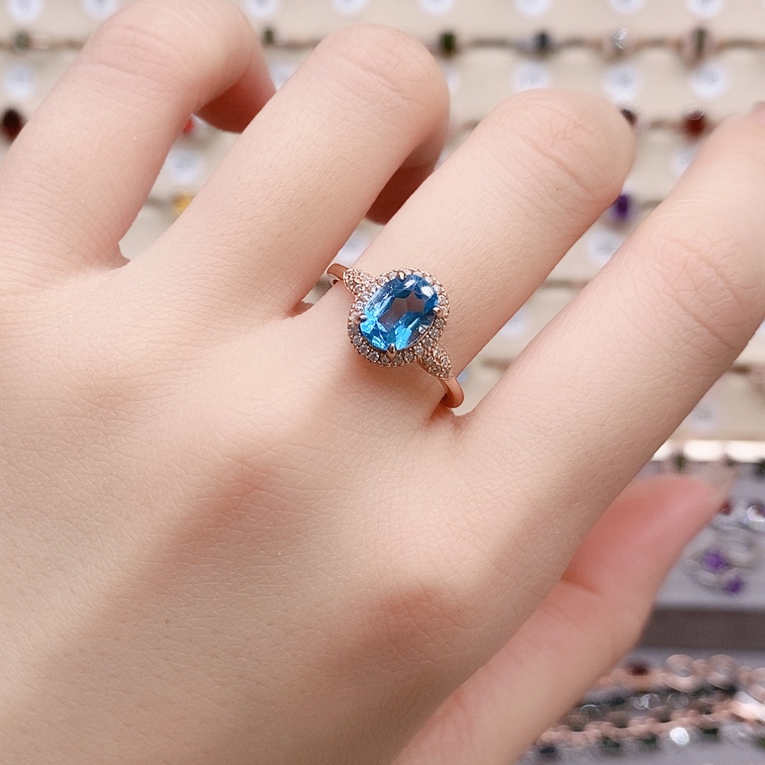 托帕石戒指银S925镶嵌戒指