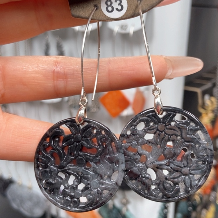 【闪购商品】翡翠耳饰银S925镶嵌耳饰