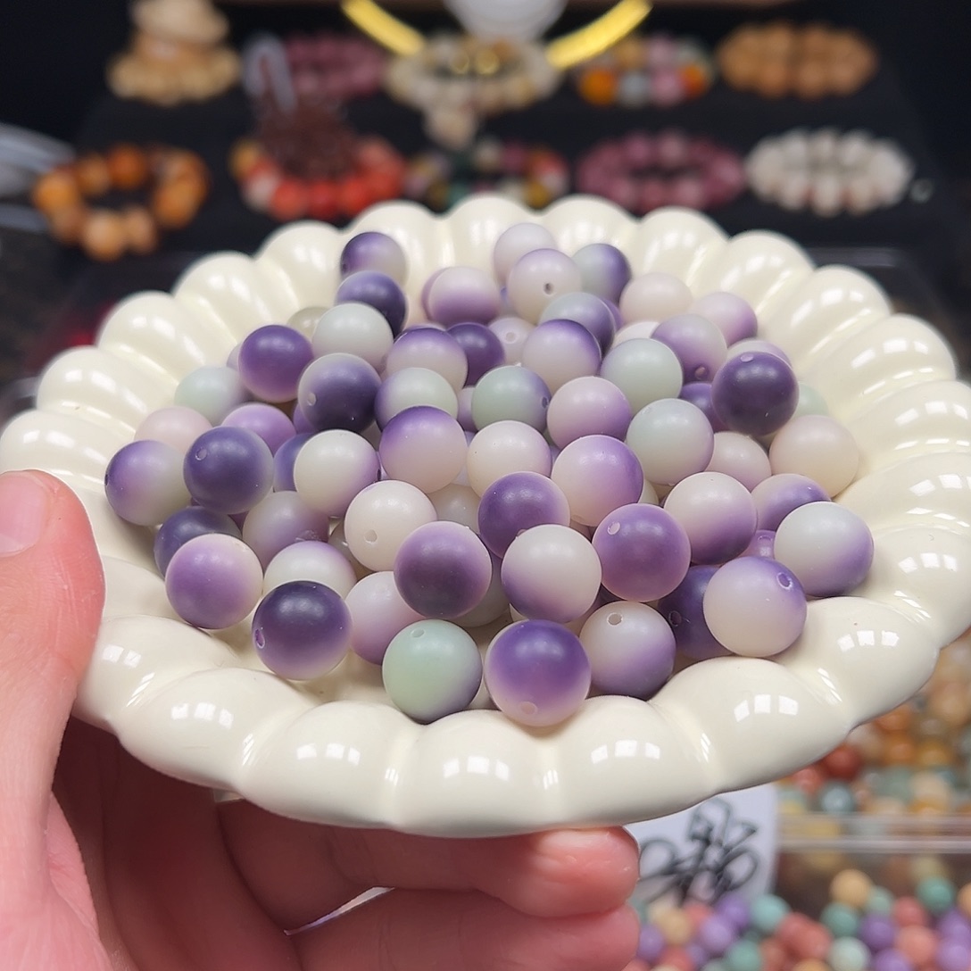 手串菩提根/象牙果卡12紫玉蝶圆珠110颗