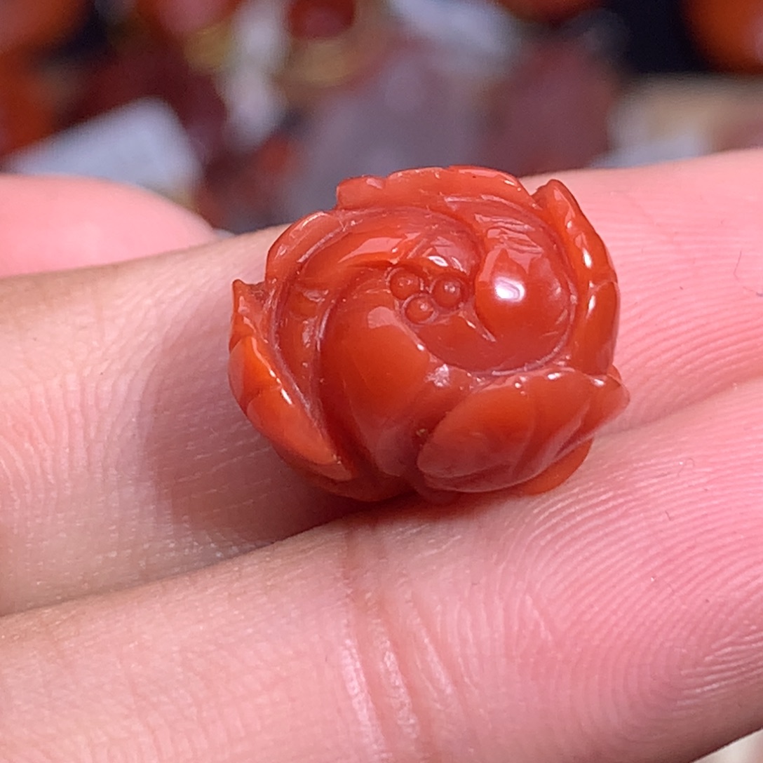 南红玛瑙未镶嵌珠宝半成品牡丹花1