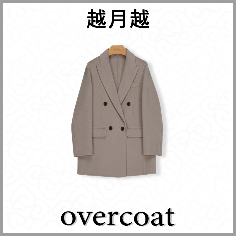 越月越Y26106女士时尚百搭休闲气质西装商务秋冬双排扣毛呢外套