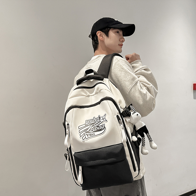 书包男大学生大容量高中初中生潮牌时尚百搭潮流双肩包背包女ins
