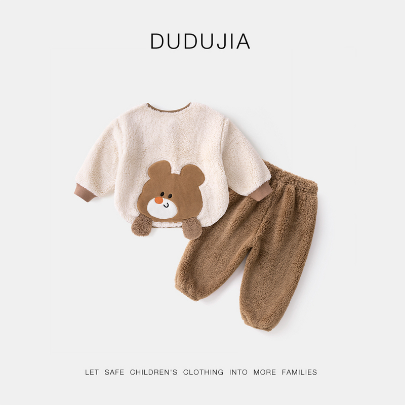 【锁温“暖炉”】居服套装冬季男童睡衣女童加绒小童保暖衣服2024新