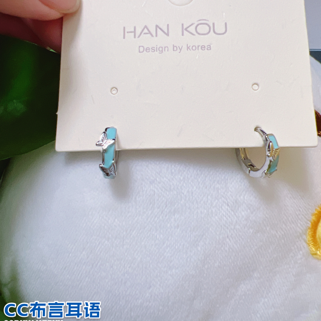 合金耳饰 合金耳饰-A5#淡蓝双蝴蝶耳扣耳钉