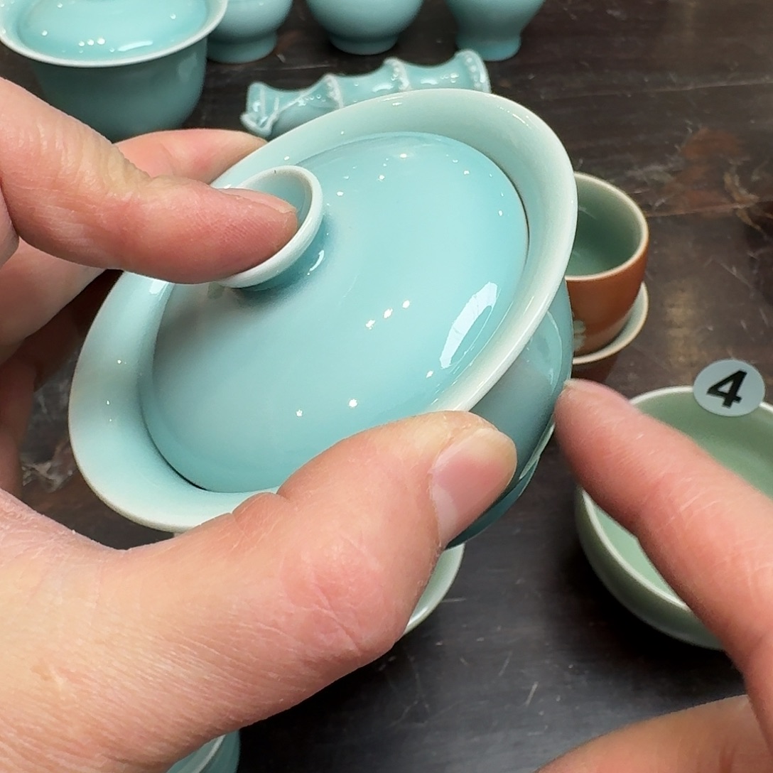 龙泉窑青瓷南宋老釉福利盖碗