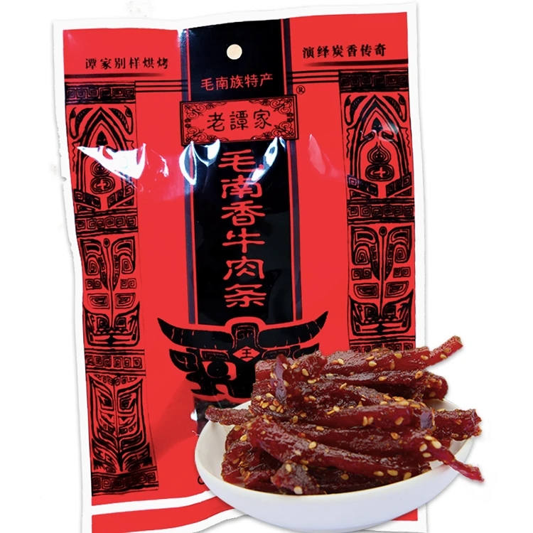 河池老谭家牛肉条微辣特产零食即食烟熏火烤美味香甜