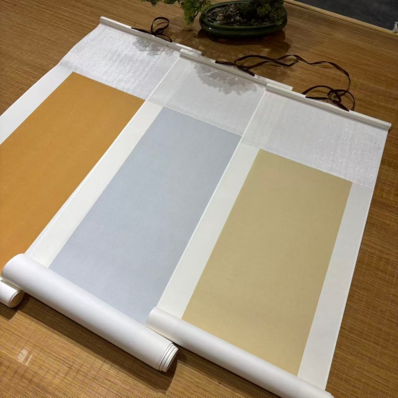 水墨景甄选[流霞锦][新品竖挂三分熟书法国画平纹绢布卷轴