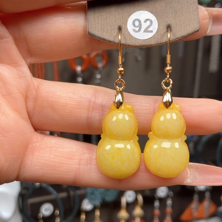 【闪购商品】翡翠耳饰银S925镀金镶嵌优化耳饰