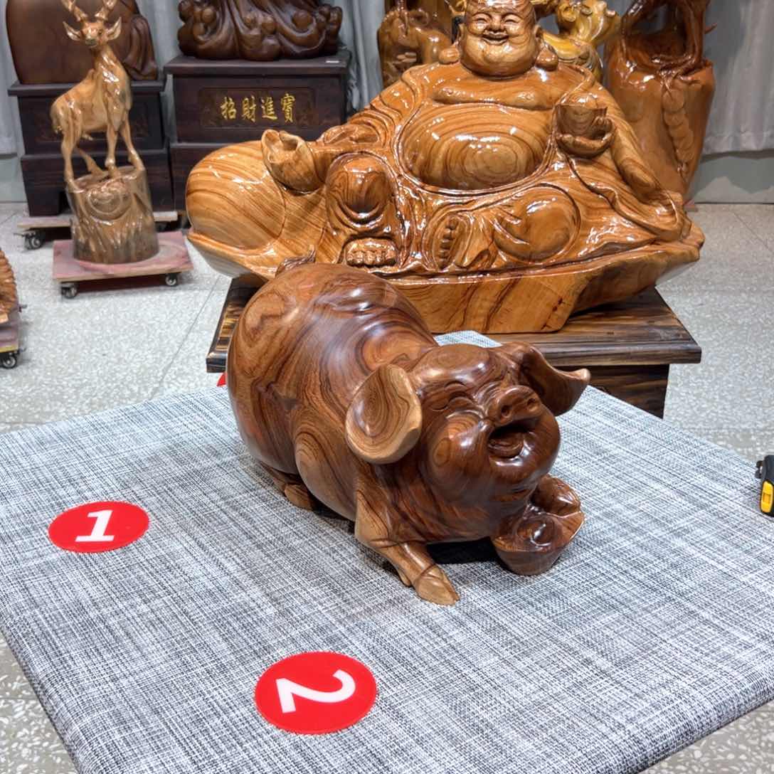 香樟木香樟木实木根雕摆件福猪