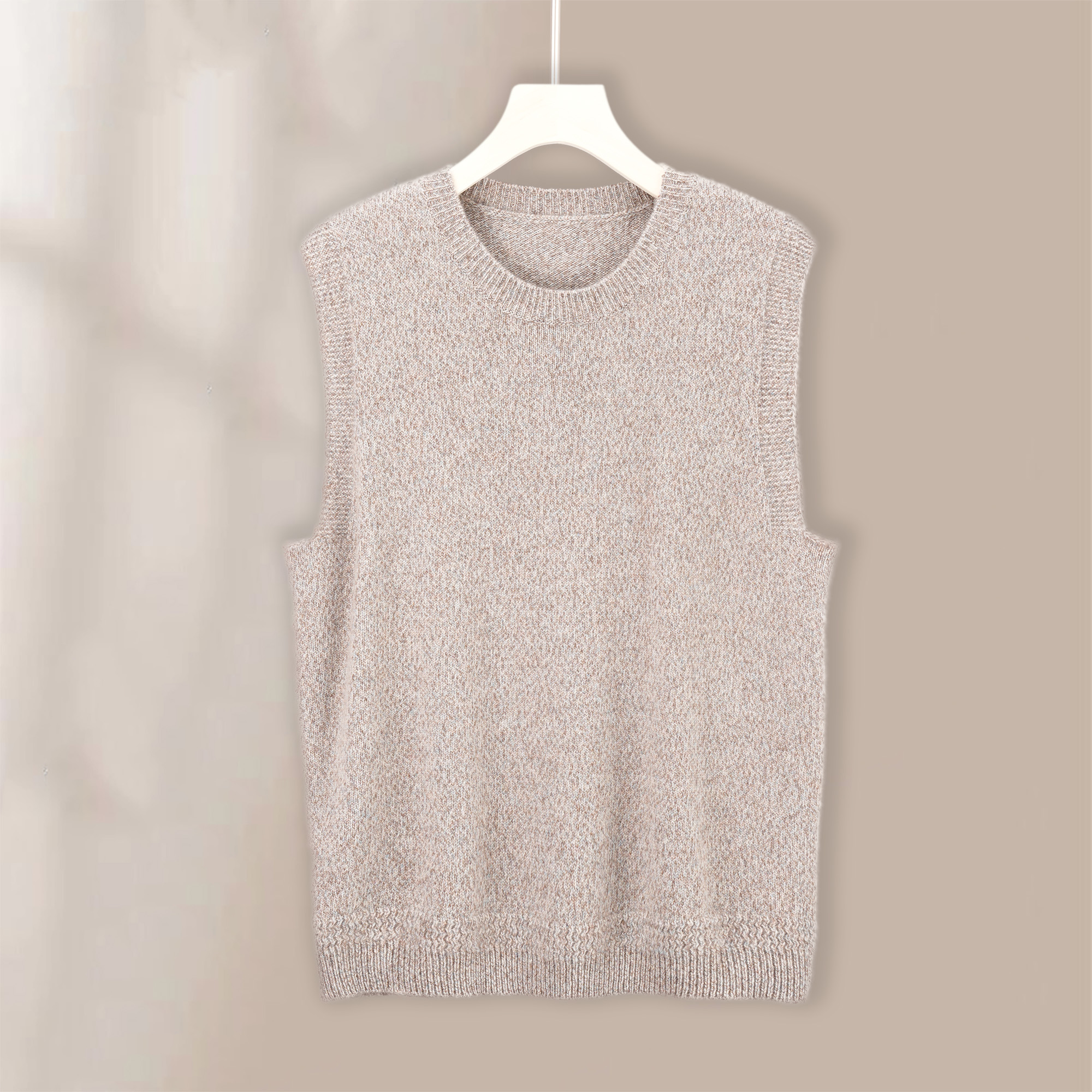 康赛妮花式纱100纯山羊绒百搭圆领女士无袖针织背心 YXW24131