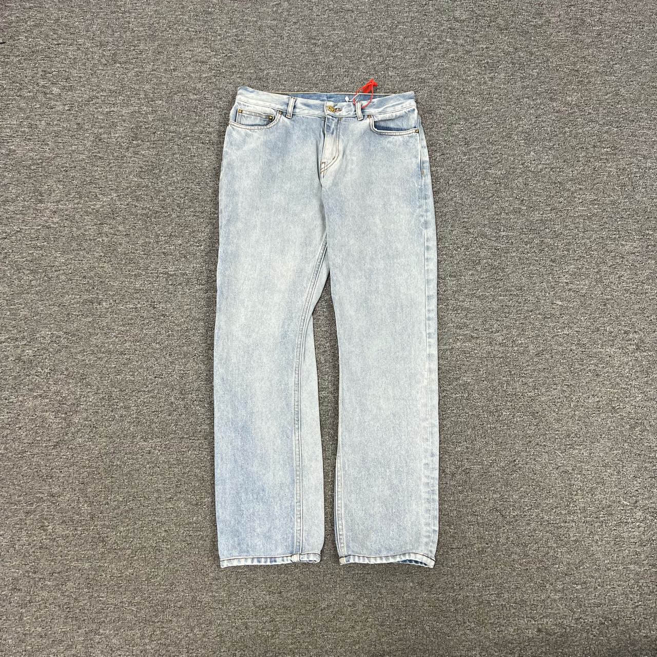 95新 LouisVuitton/路易威登 皮牌 水洗做旧 牛仔裤 浅色 29码